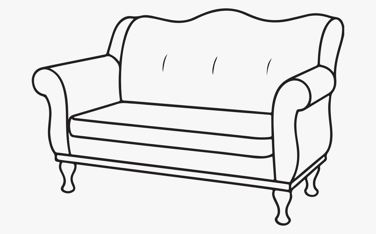 Sofa line art drawing image clipart vector