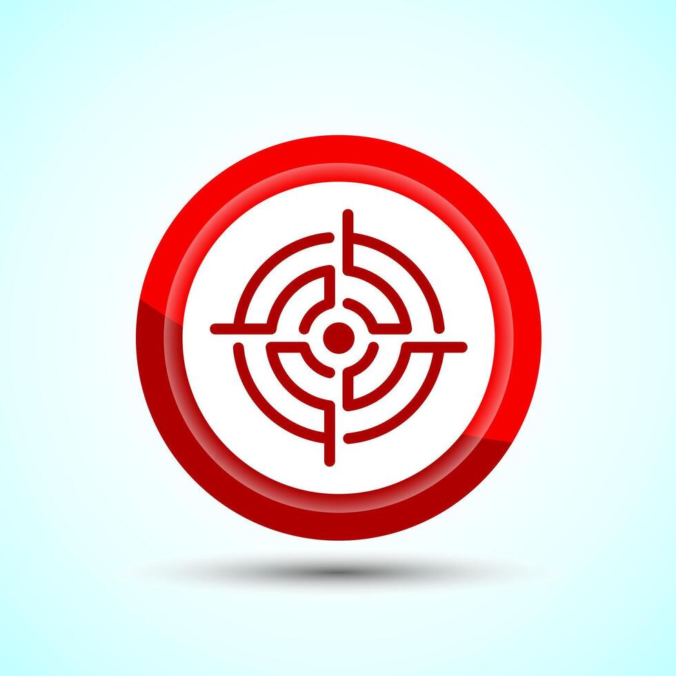 Target goal icon design illustration, Goal sign symbol, Red color button design vector