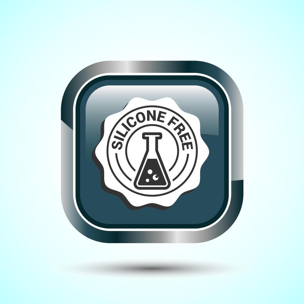 Silicone free icon design illustration, Best Silicone free sign, symbol, Gray Color Square Button Design vector