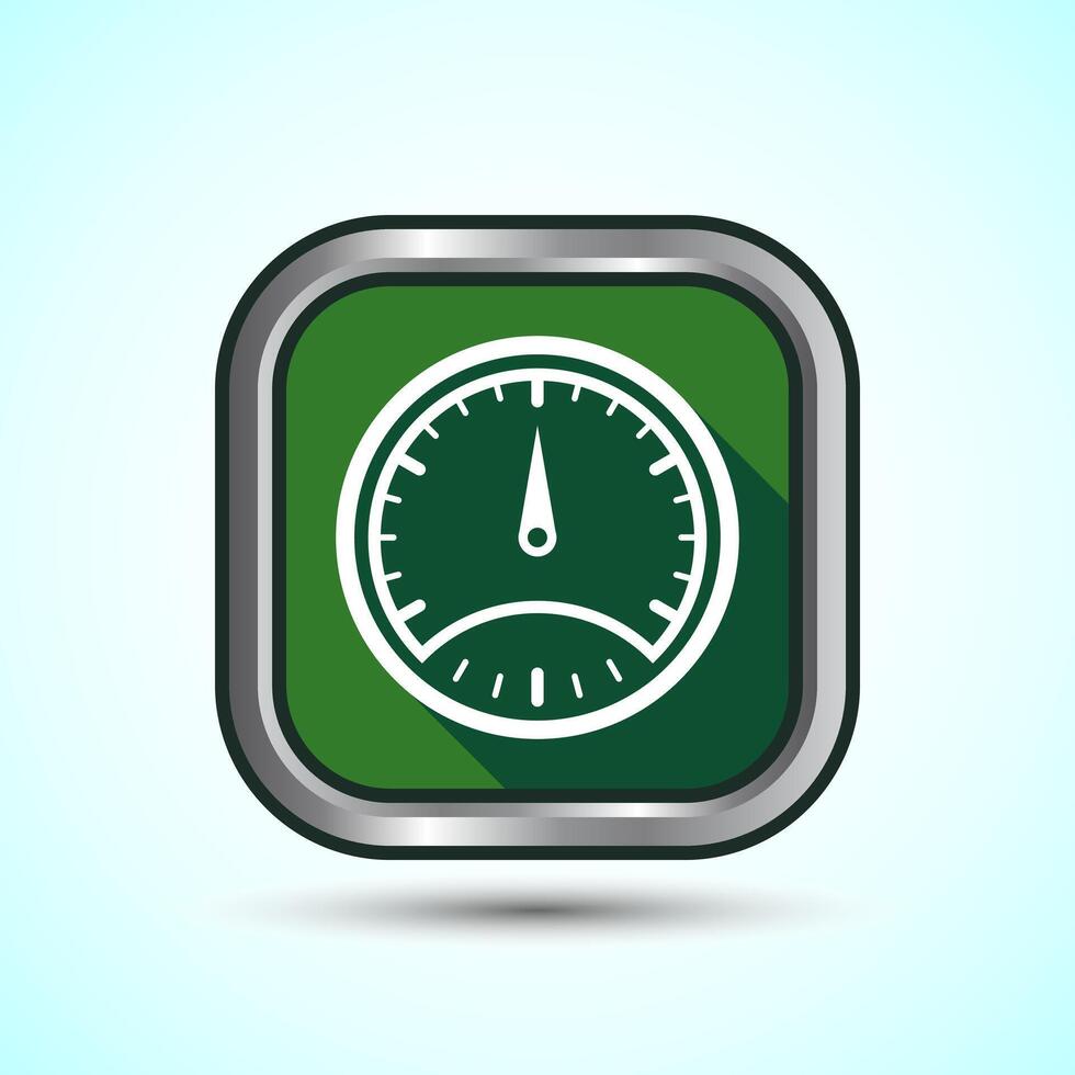 Speedometer Icon design illustration, Speed indicator sign symbol, Green shadow button design vector