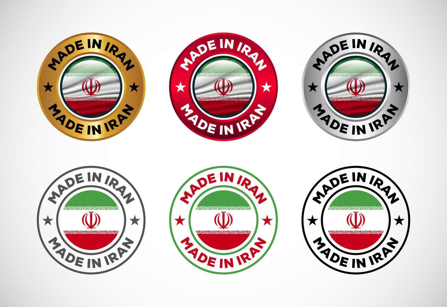 Made in Iran label icon with flag. Icon set for business, badge, seal, sticker, logo, and symbol vector