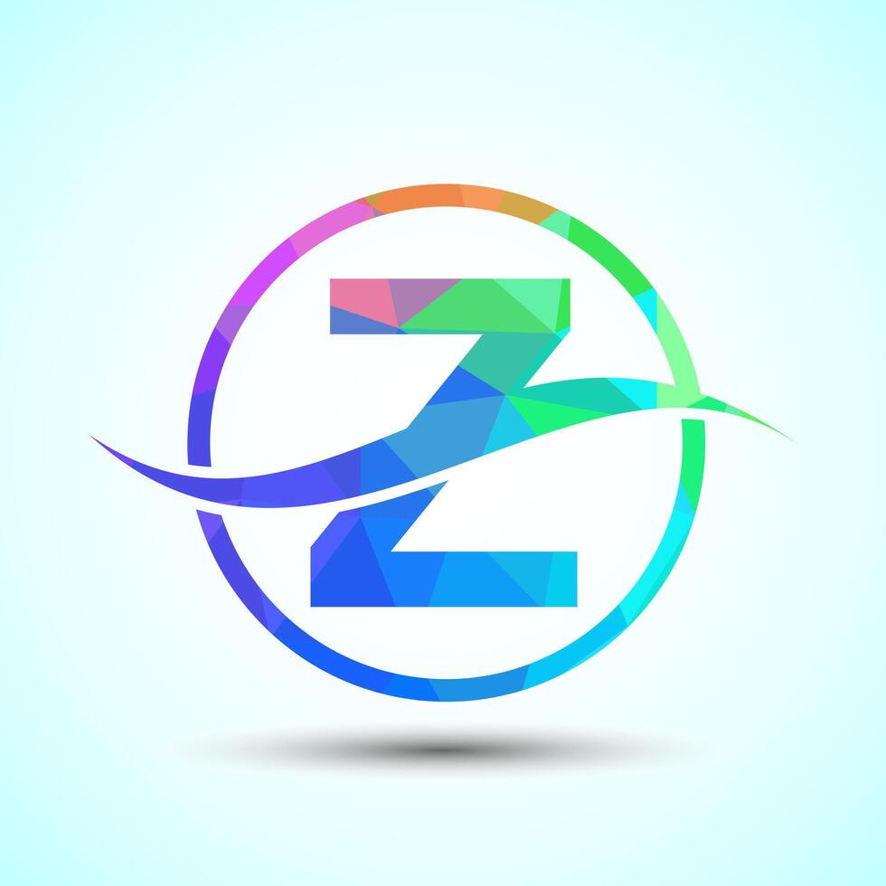 English alphabet Z with swoosh or ocean wave logo design. Graphic alphabet symbol for corporate business identity vector