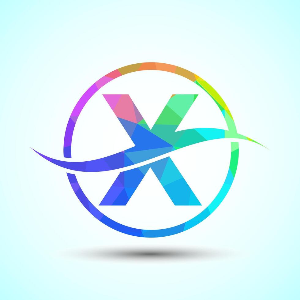 English Alphabet X with swoosh or ocean wave logo design. Graphic alphabet symbol for corporate business identity vector