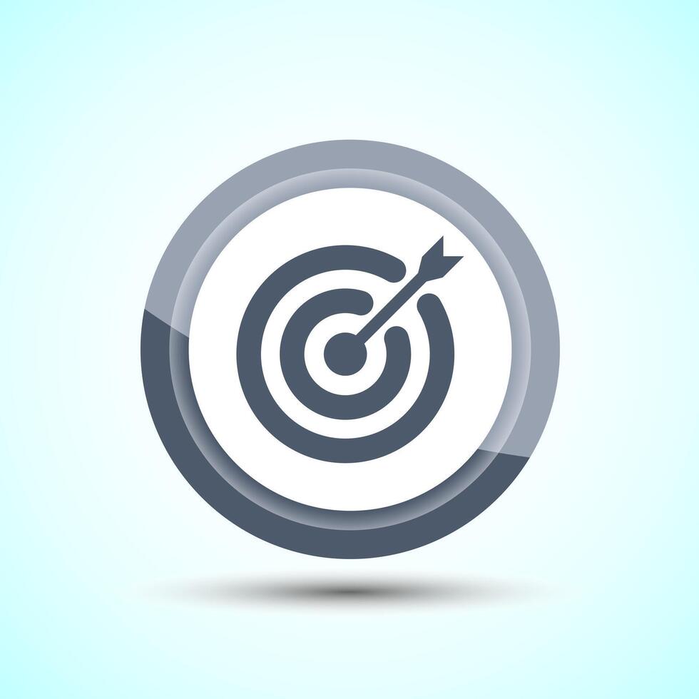 Target goal icon design illustration, Goal sign symbol, Gray color button design vector