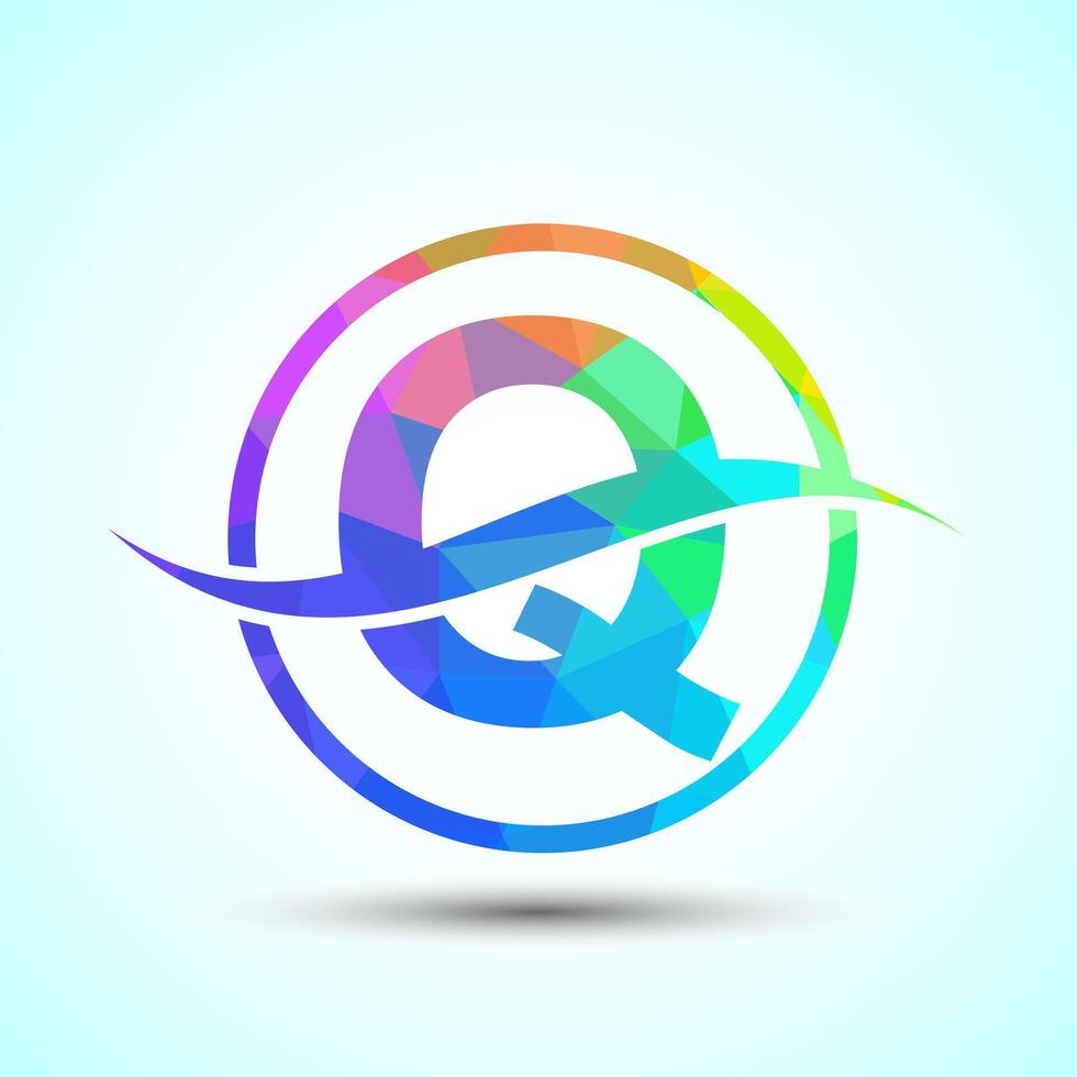 English alphabet Q with swoosh or ocean wave logo design. Graphic alphabet symbol for corporate business identity vector
