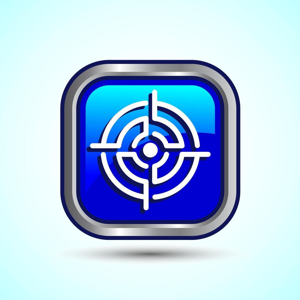 Target goal icon design illustration, Goal sign symbol, Blue color square button design vector