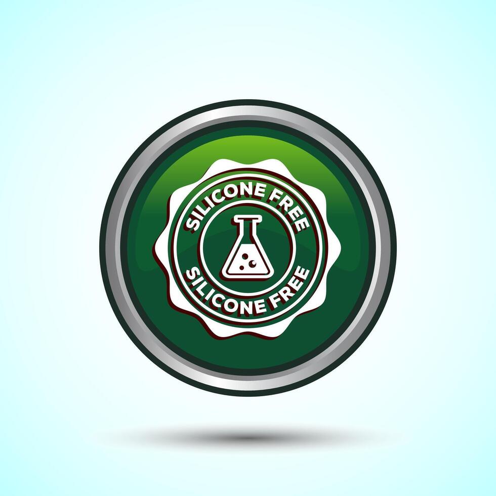 Silicone free icon design illustration, Best Silicone free sign, symbol, Green Color Round Button Design vector