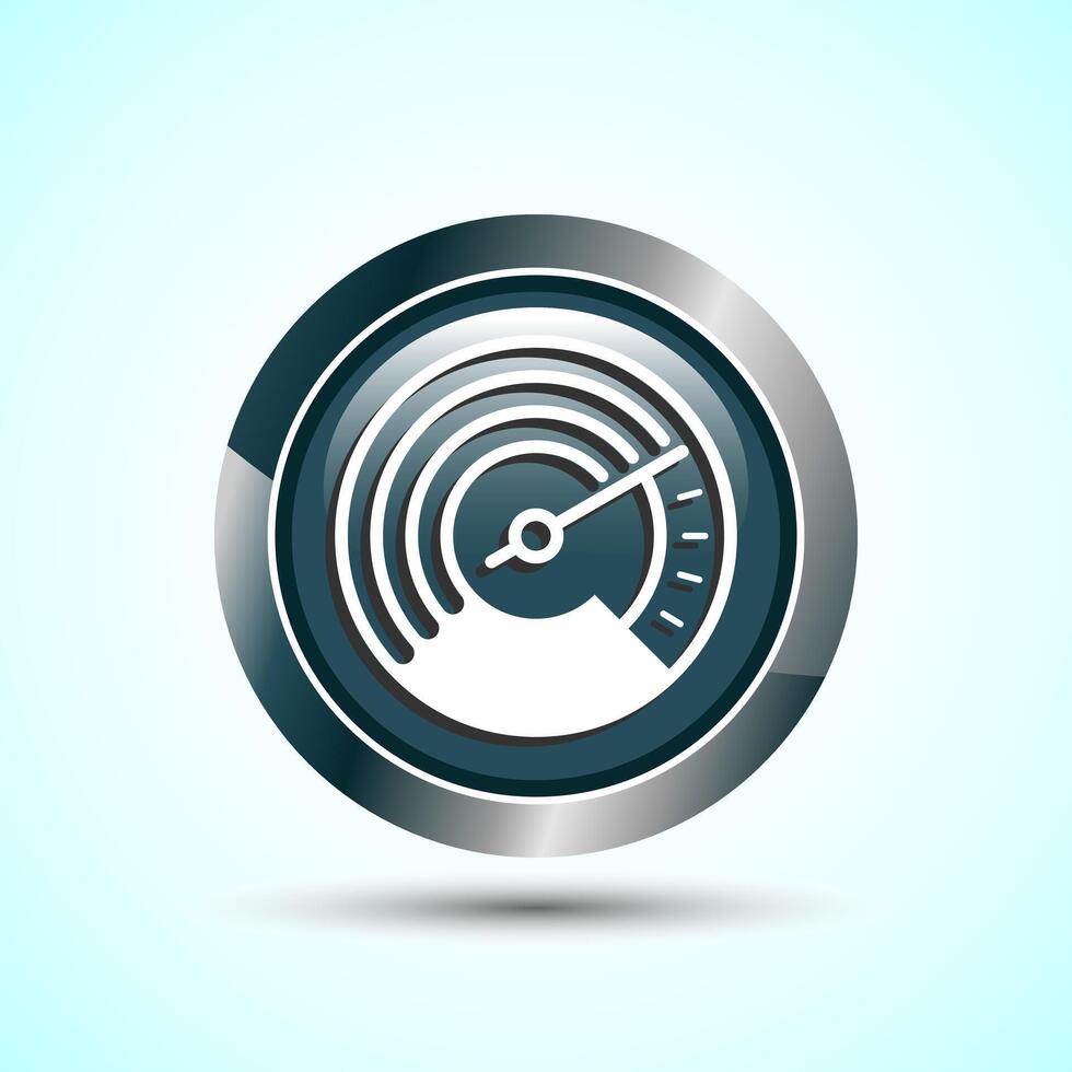 Speedometer Icon design illustration, Speed indicator sign symbol, Gray color round button design vector