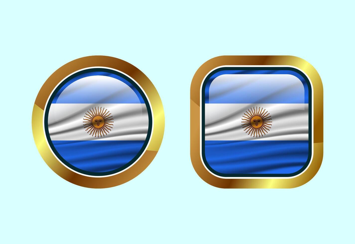 Glossy flag button of Argentina, High quality web button design vector