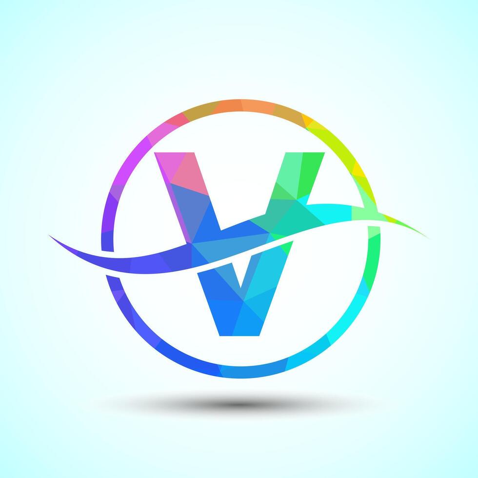 English alphabet V with swoosh or ocean wave logo design. Graphic alphabet symbol for corporate business identity vector