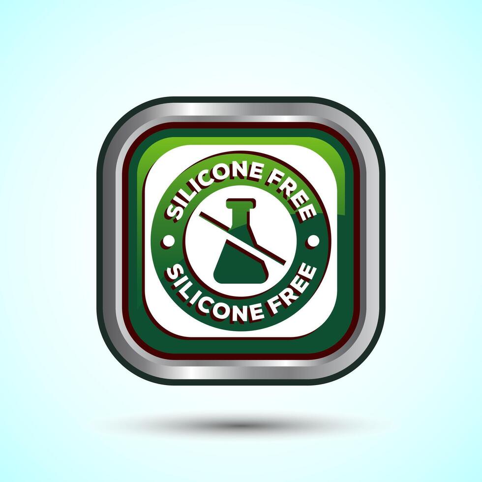 Silicone free icon design illustration, Best Silicone free sign, symbol, Green Color Square Button Design vector