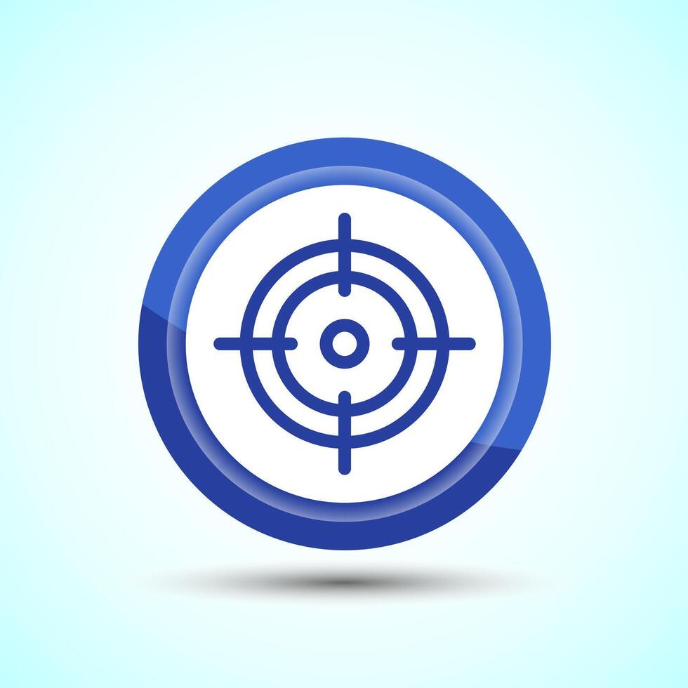 Target goal icon design illustration, Goal sign symbol, Blue color button design vector