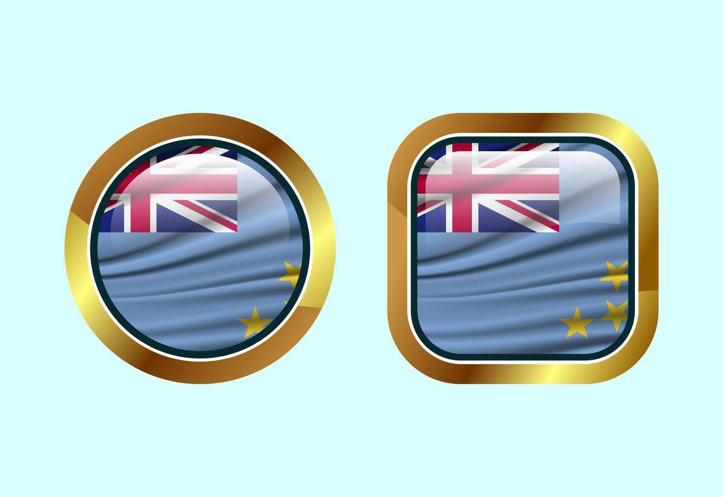 Glossy flag button of Tuvalu, High quality web button design vector