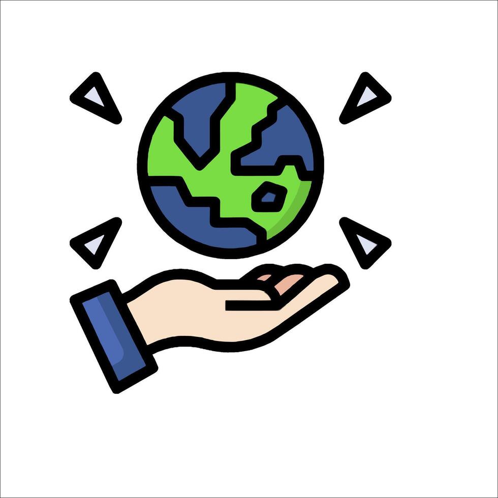 A hand holding a globe with arrows coming out of it vector