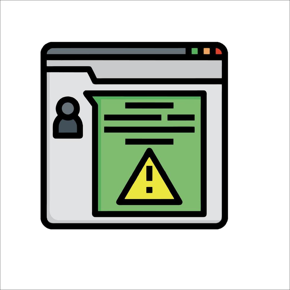 A computer screen with a warning sign on it vector