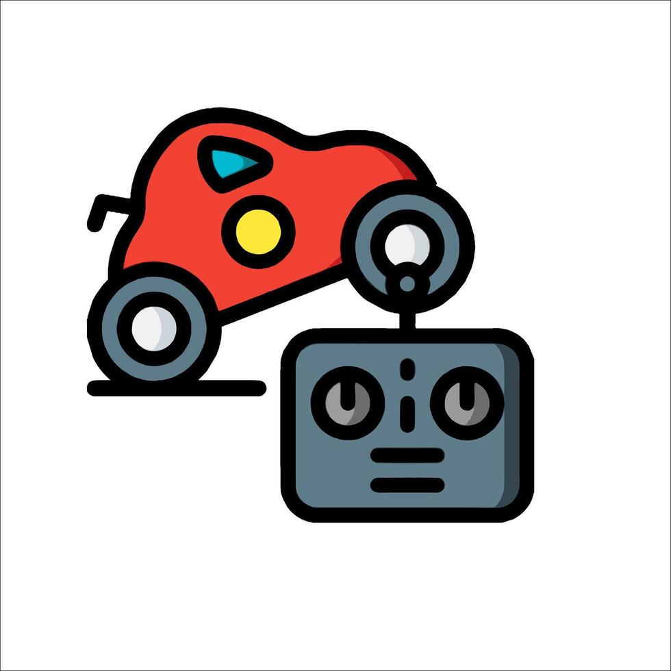 A toy car and a robot are on a white background vector