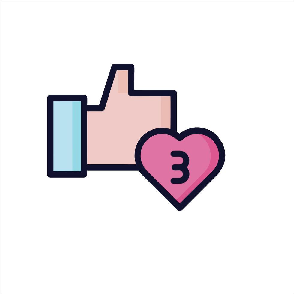 A hand with a heart and thumbs up icon vector