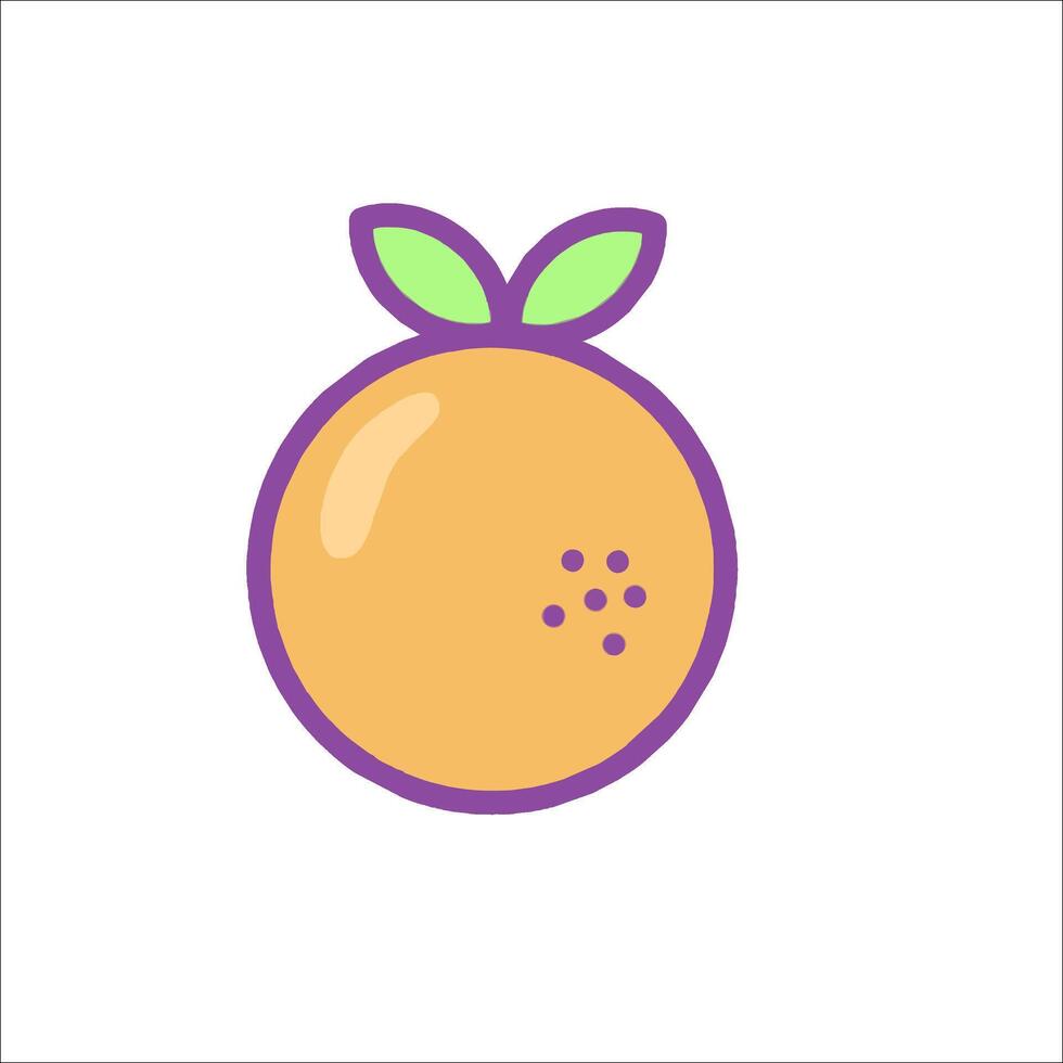 An orange with a green leaf on it vector