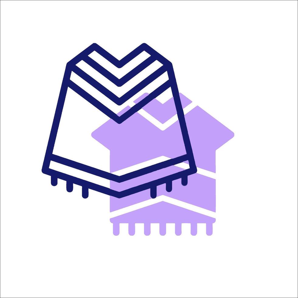 A purple and white icon of a shirt and a hat vector