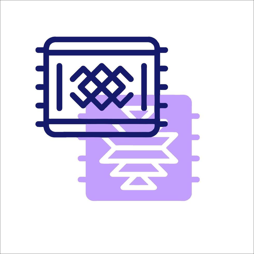 A purple and white icon of a square with a cross on it vector