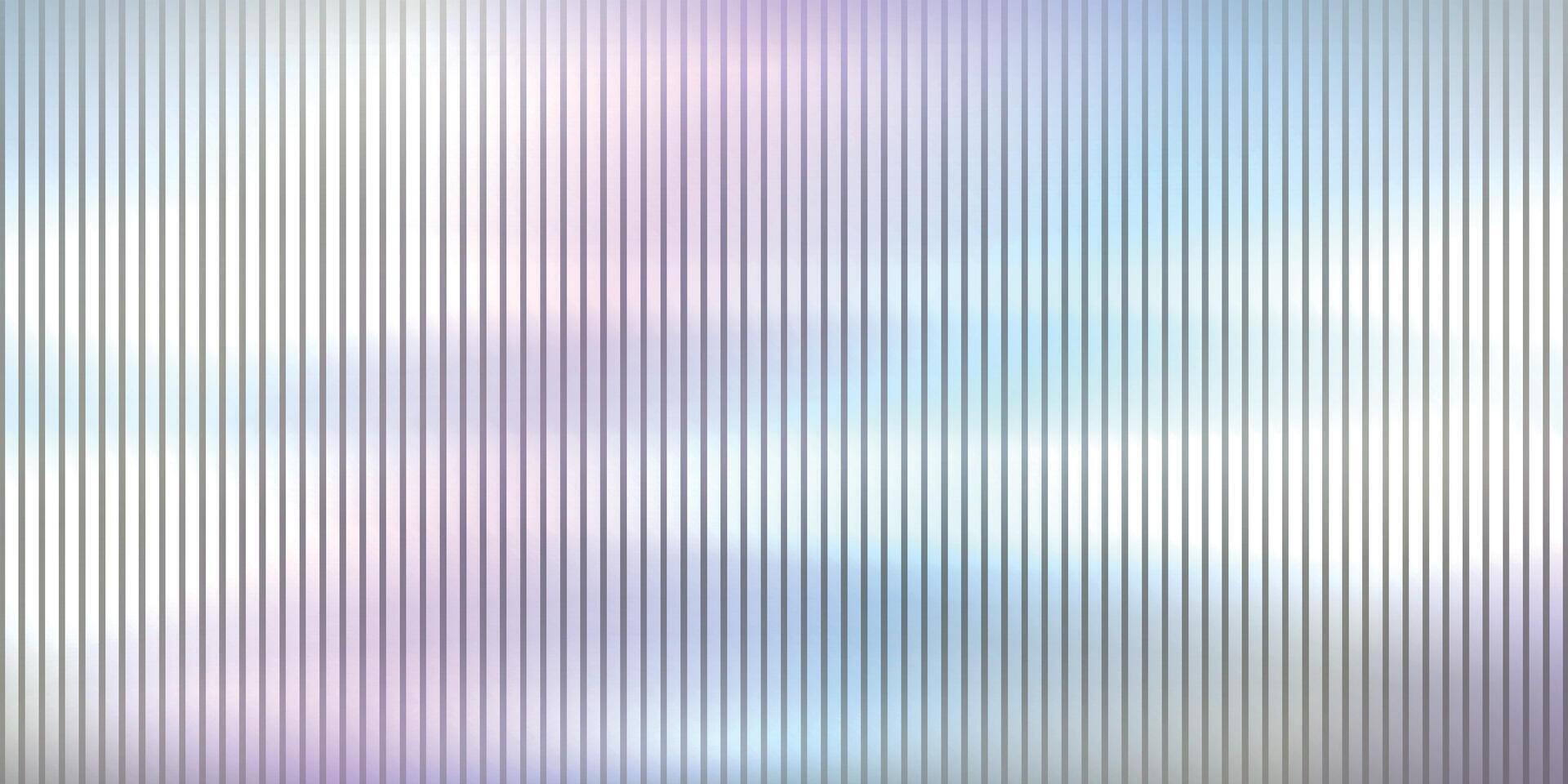 Trendy background of ribbed glass effect. Gradient banner with holographic texture. Iridescent plastic texture with striped overlay. illustration vector