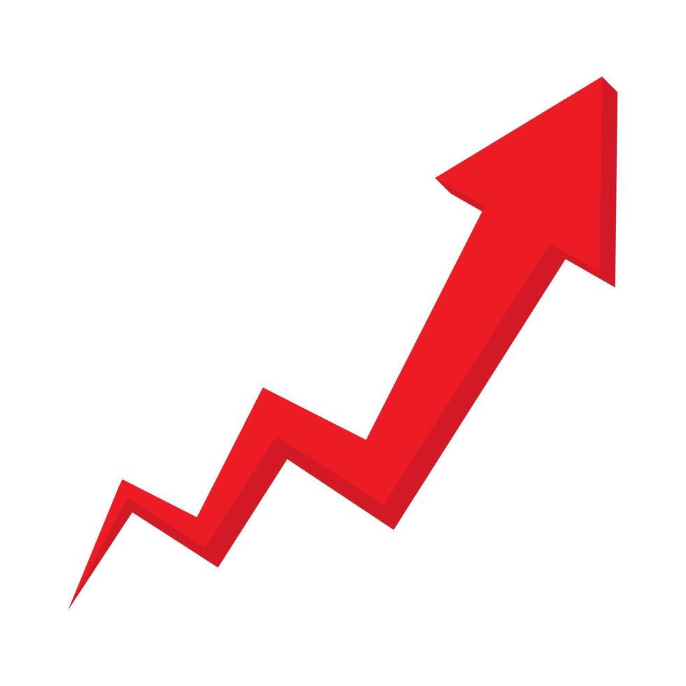 Red grow arrow icon. Success icon. Profit logo. vector
