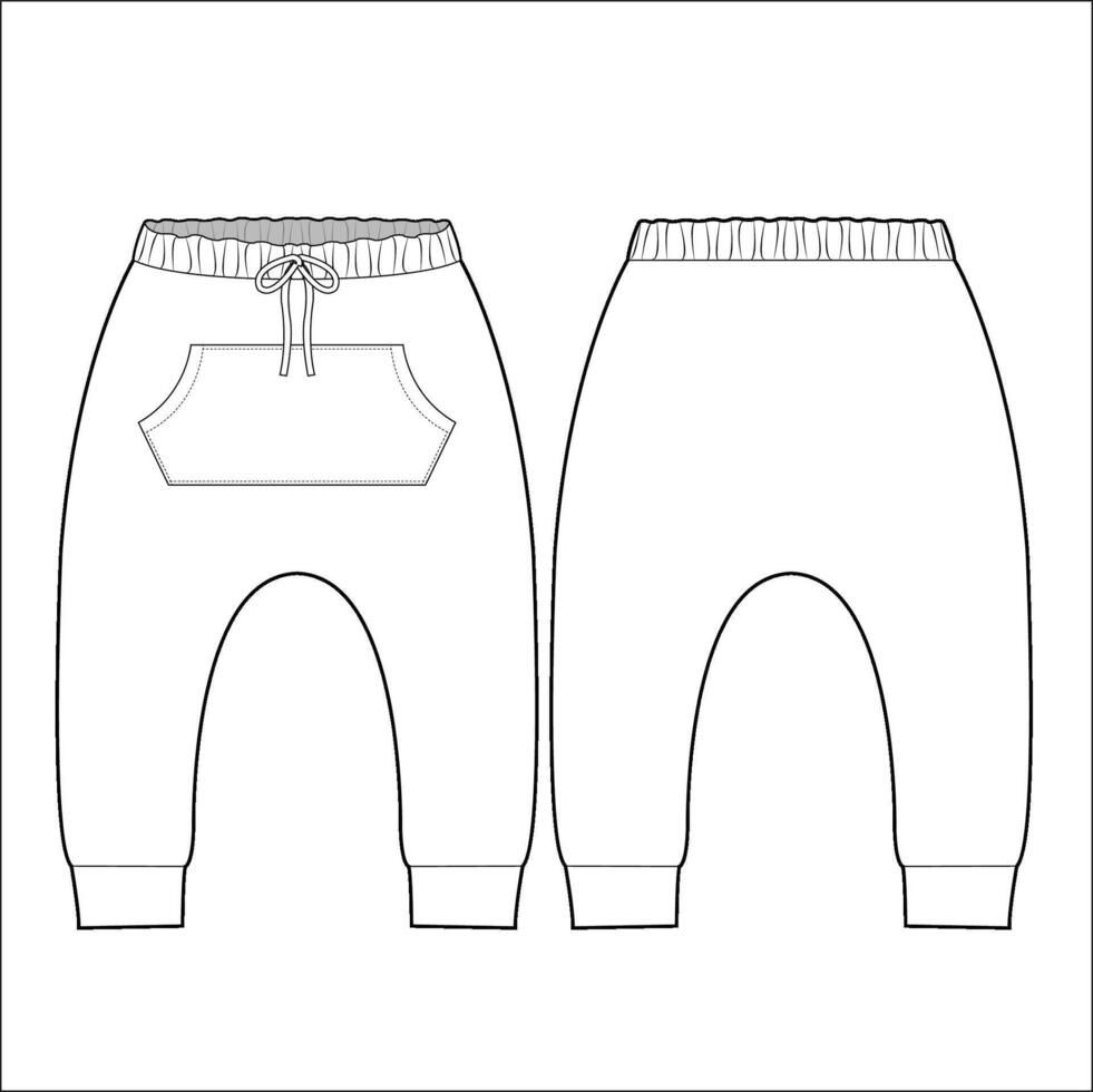 Toddler and Kids Joggers with kangaroo pocket Template vector