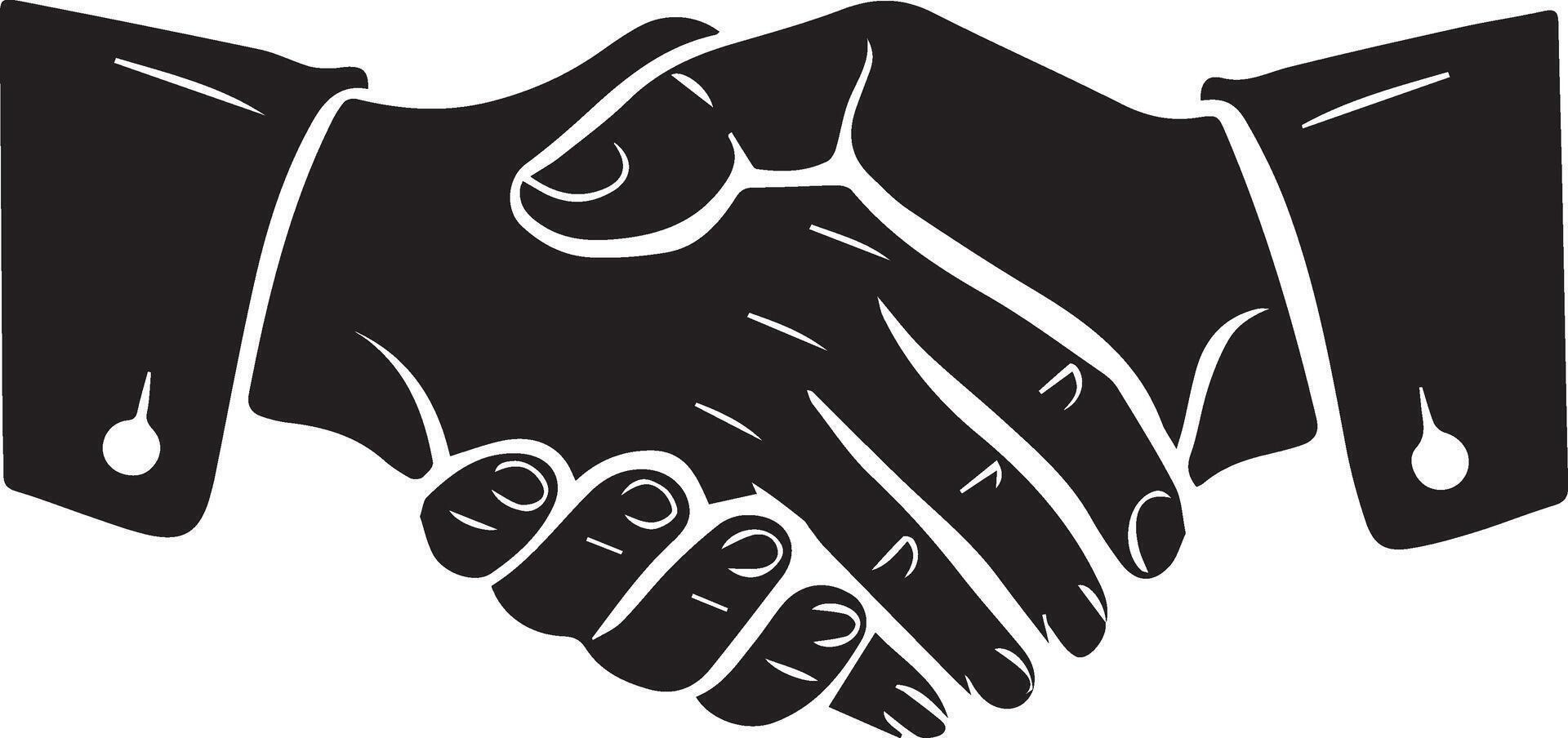Business Finance Handshake Icon in Black Silhouette for Professional Agreements vector