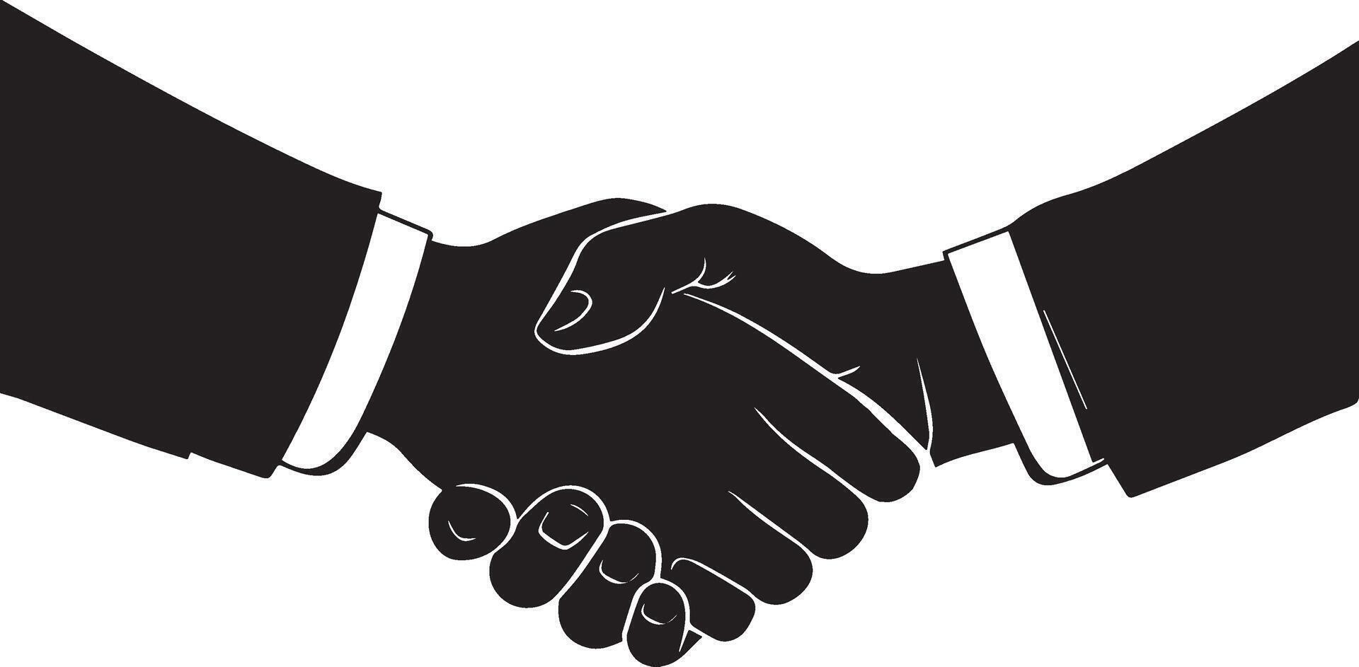 Minimalist Black Silhouette Handshake Icon for Finance and Business Deals vector