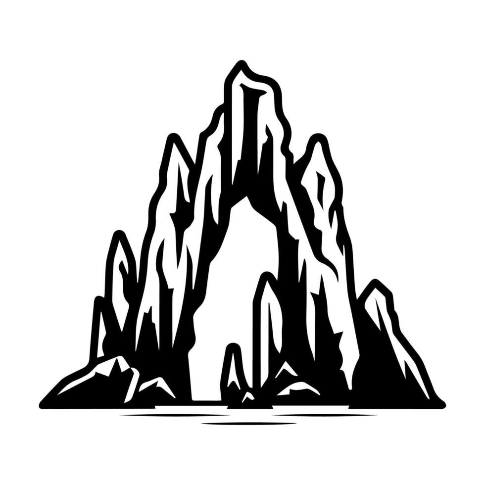 cave icon or modern line symbol. line art and icon design with bold outline. Black and white Pixel Perfect minimalistic symbol isolated white background. Silhouette simple thin sign vector