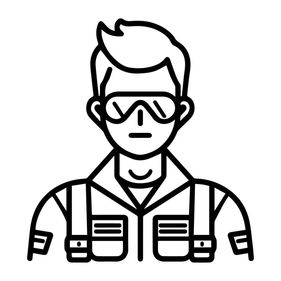 pilot icon or modern line symbol. line art and icon design with bold outline. Black and white Pixel Perfect minimalistic symbol isolated white background. Silhouette simple thin sign vector
