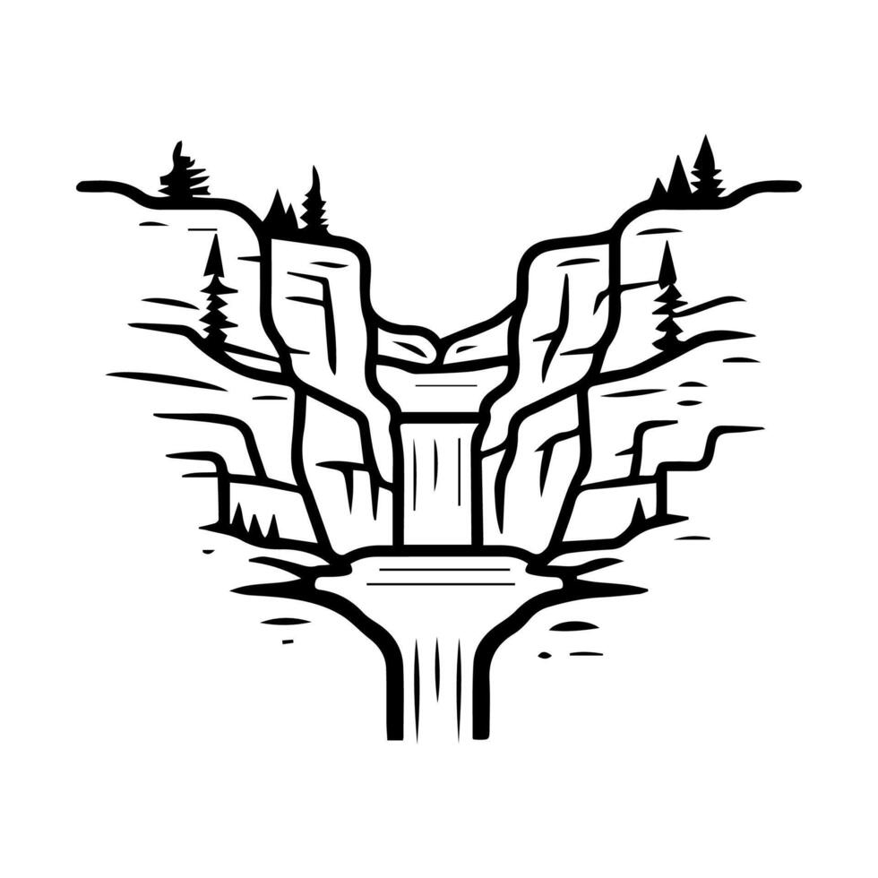 canyon icon or modern line symbol. line art and icon design with bold outline. Black and white Pixel Perfect minimalistic symbol isolated white background. Silhouette simple thin sign vector