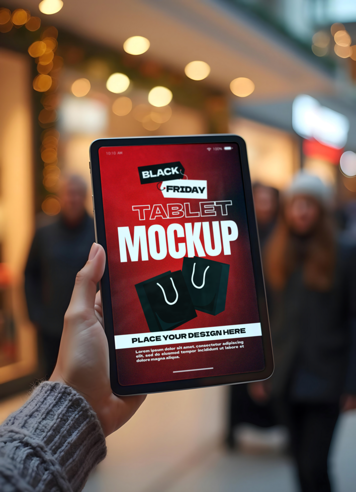 Holding Tablet Mockup promotion psd