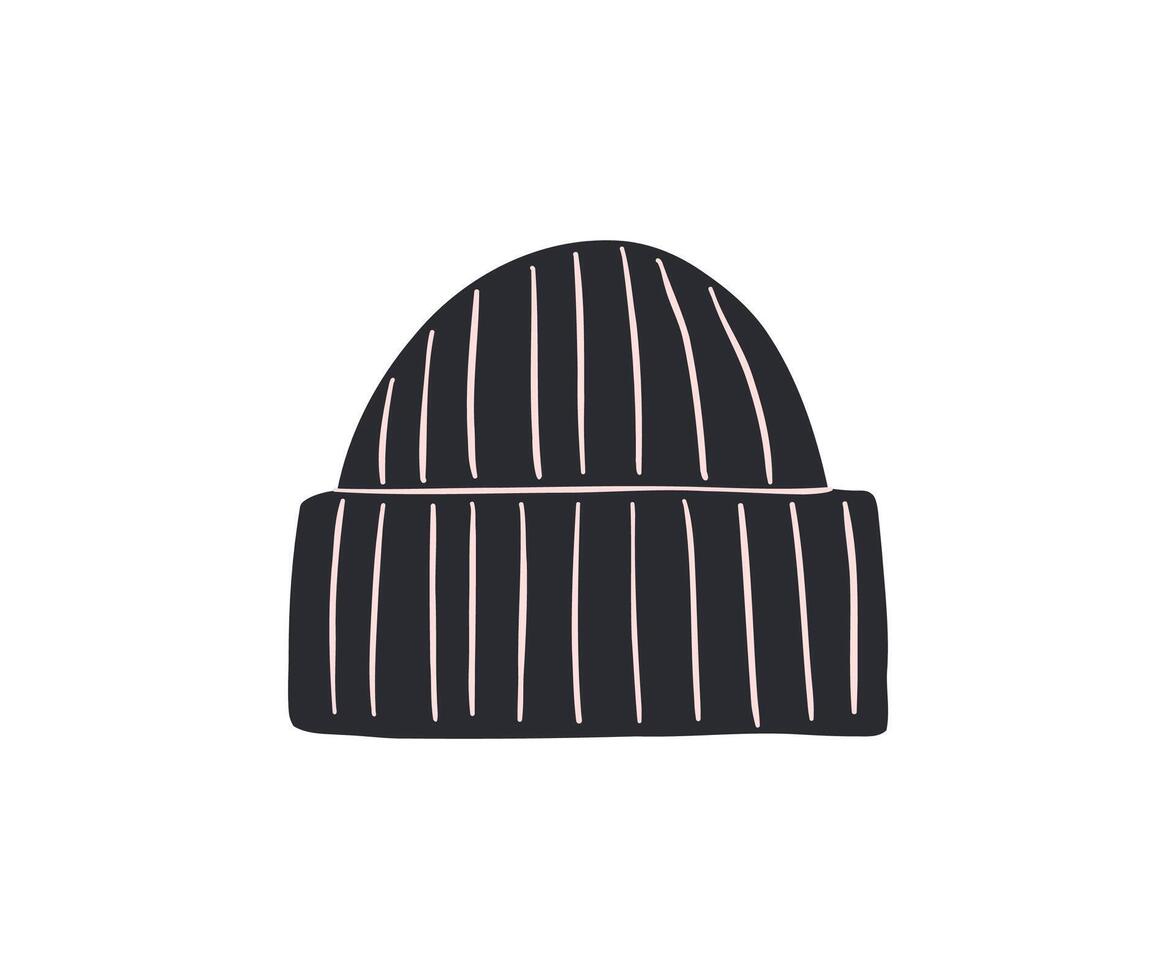 Winter funny hat drawn in flat style. Hand drawn illustration. vector