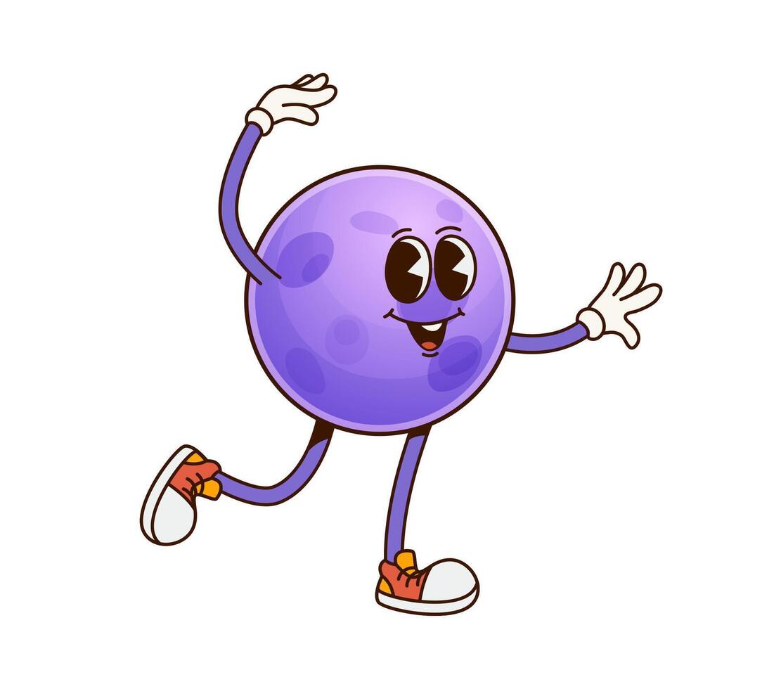 Solar system groovy purple planet space character vector
