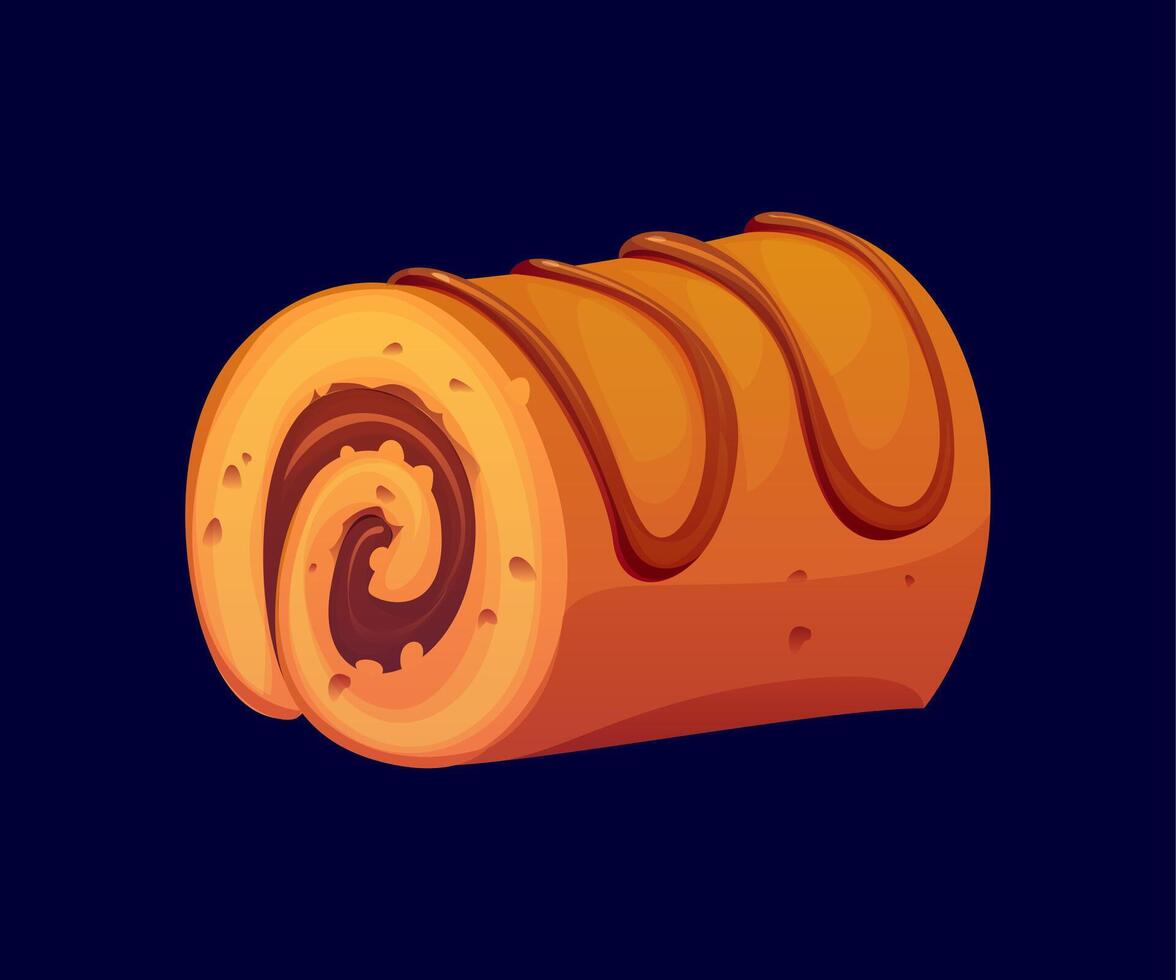 Cartoon Swiss roll confectionery and sweet pastry vector
