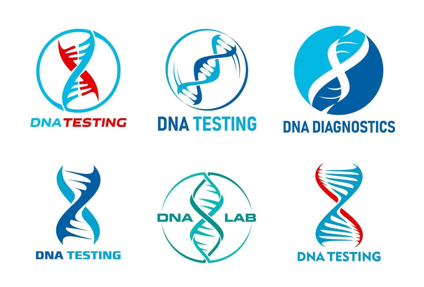 DNA helix icons, science research, gene evolution vector