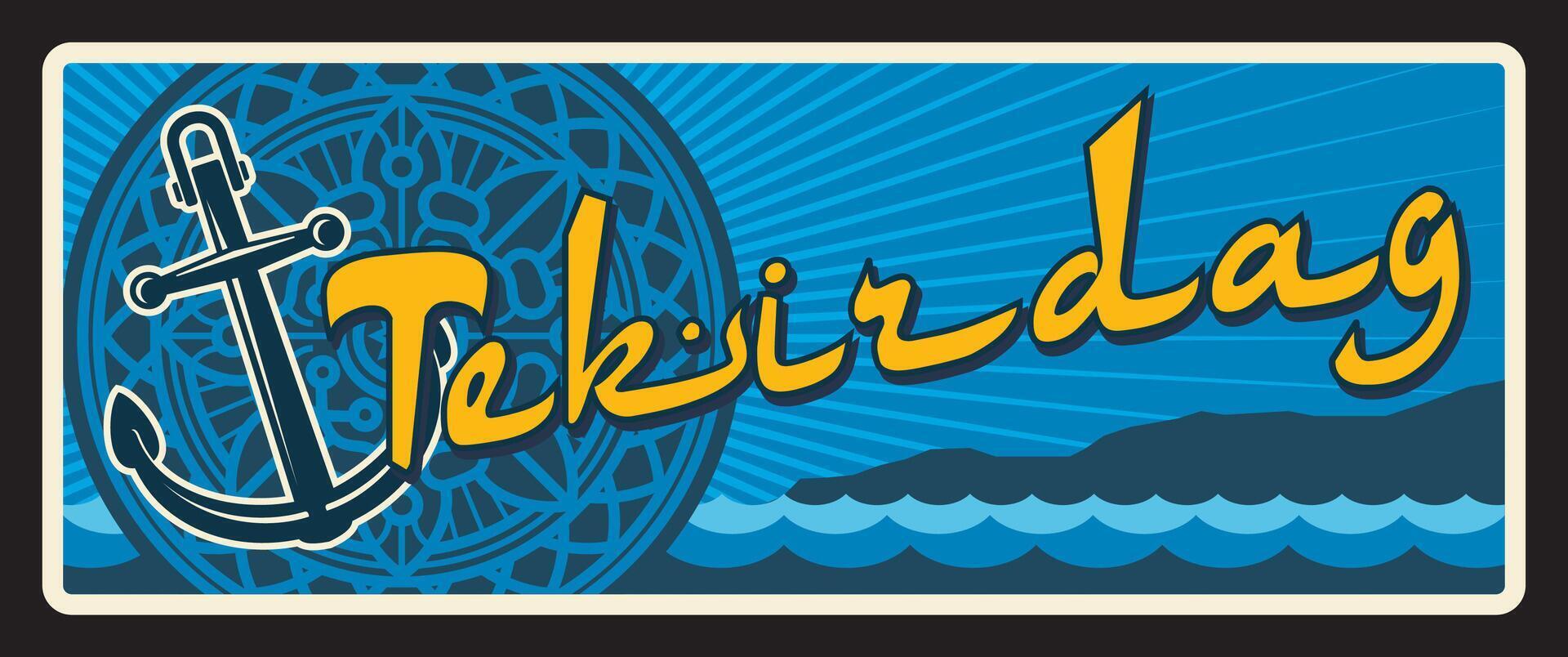 Tekirdag Turkey province retro travel plate vector