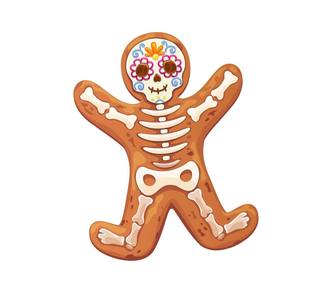 Hispanic day of dead holiday skeleton cookie vector