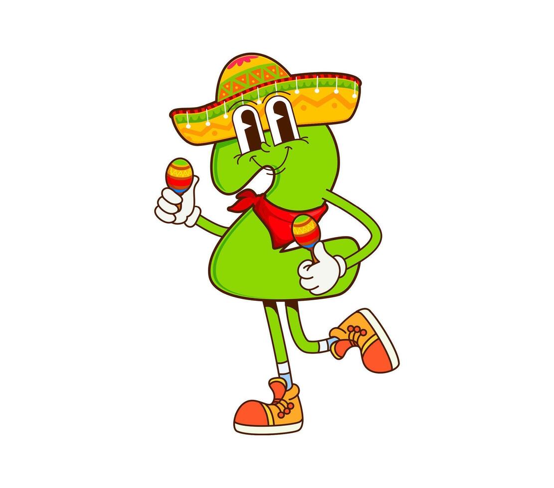 Cartoon math number two groovy mariachi character vector