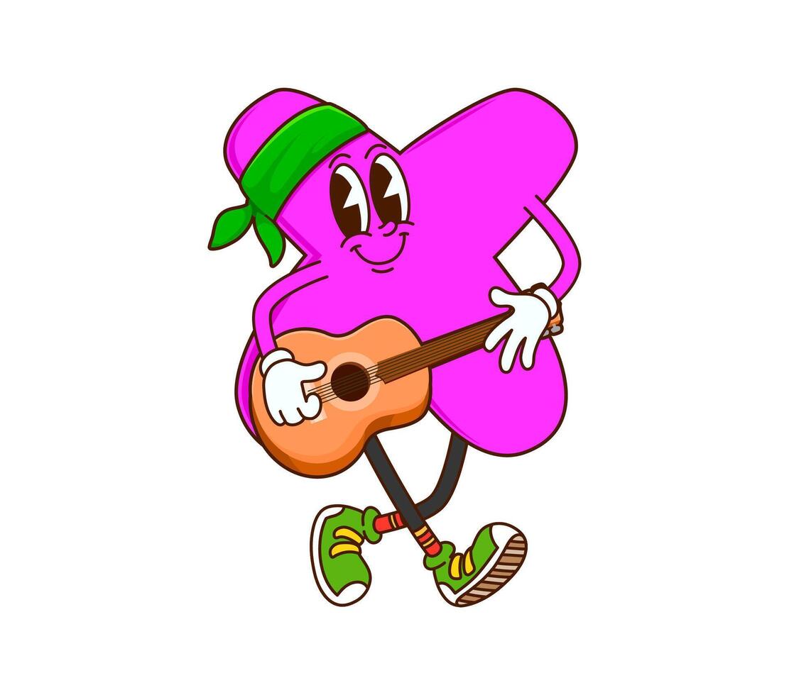 Cartoon math multiplication sign groovy character vector