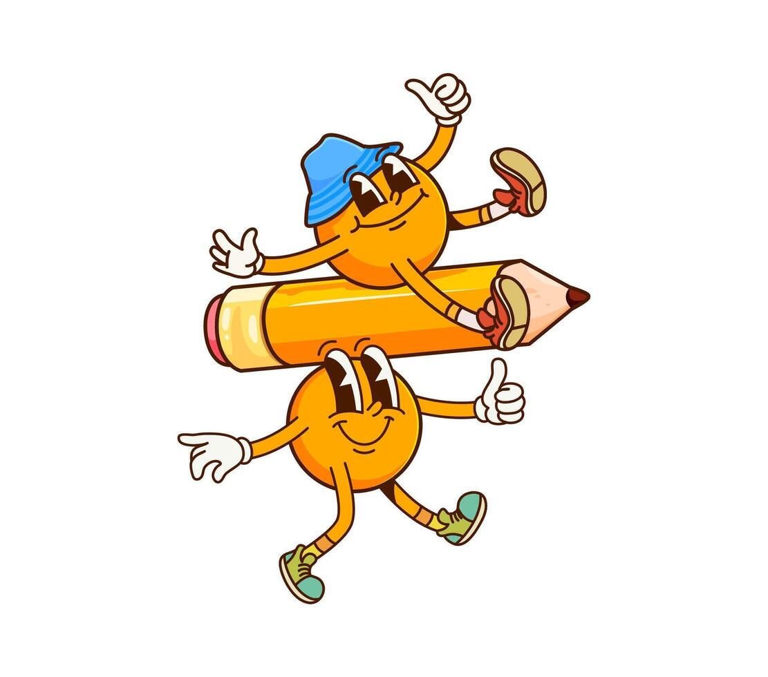 Cartoon math division symbol groovy characters vector