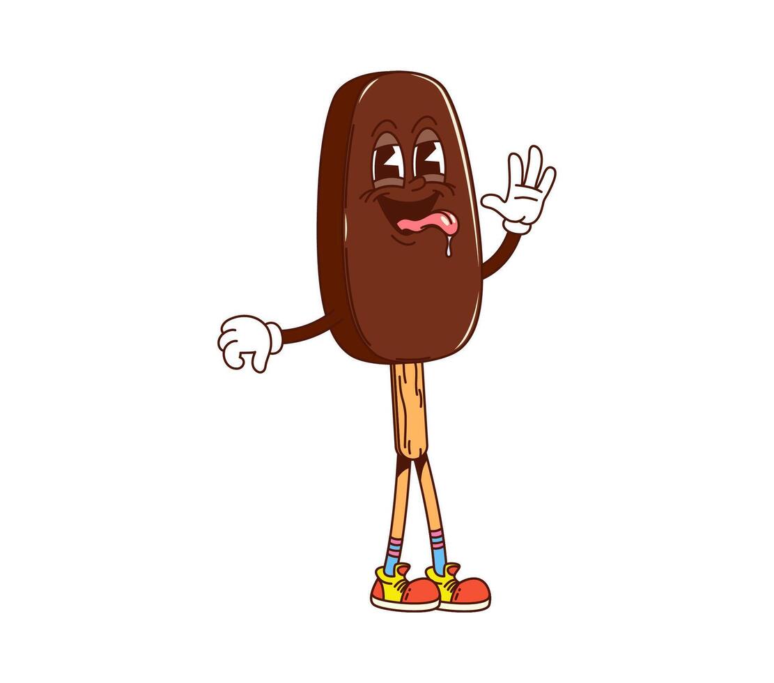 Funny groovy ice cream eskimo hippie sweet dessert vector