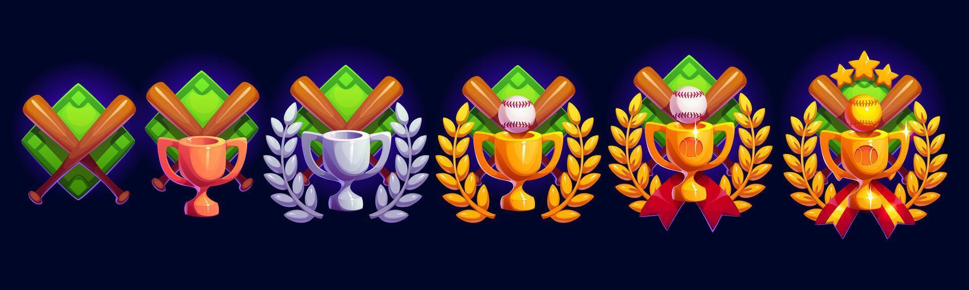 Baseball game award with crossed bats and laurel vector