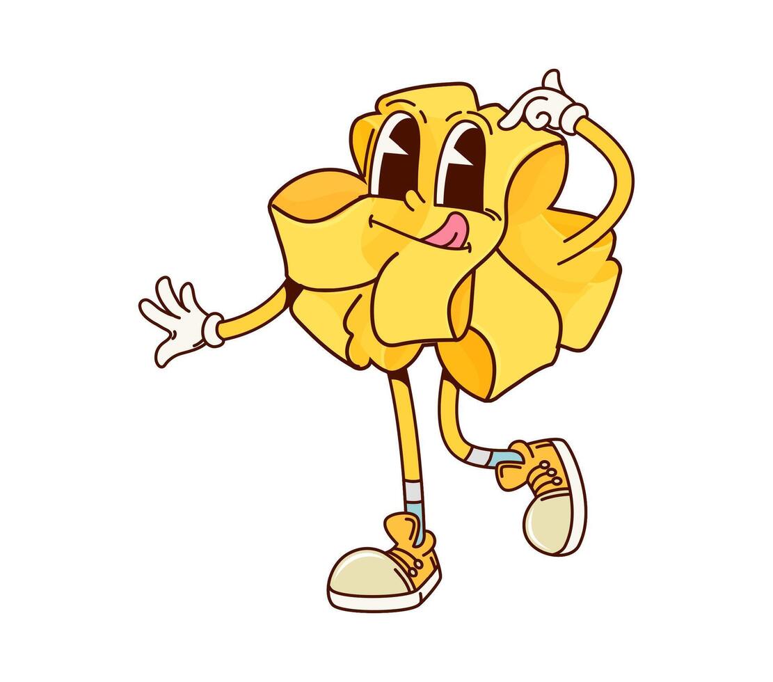 Pappardelle italian pasta groovy cute character vector