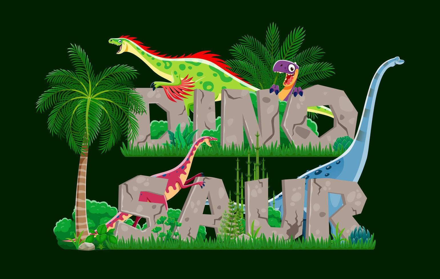 Prehistoric dinosaurs banner with Jurassic lizards vector