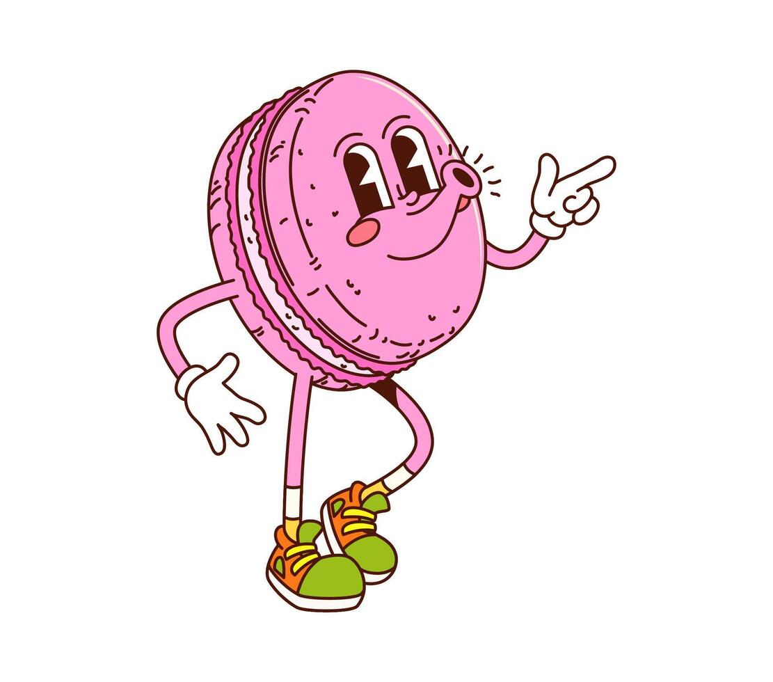 Groovy macaroon funny hippie dessert, sweets vector