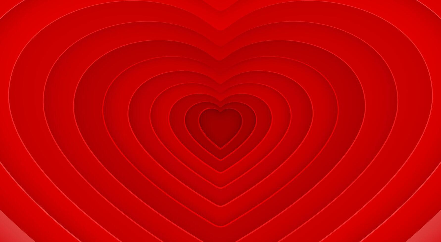 Heart tunnel, romantic love background vector
