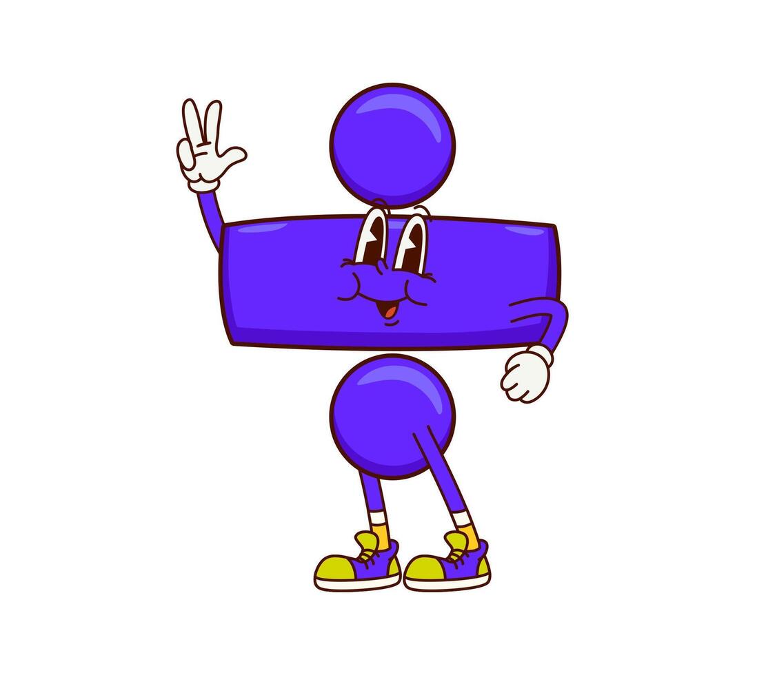 Cartoon division math sign groovy retro character vector