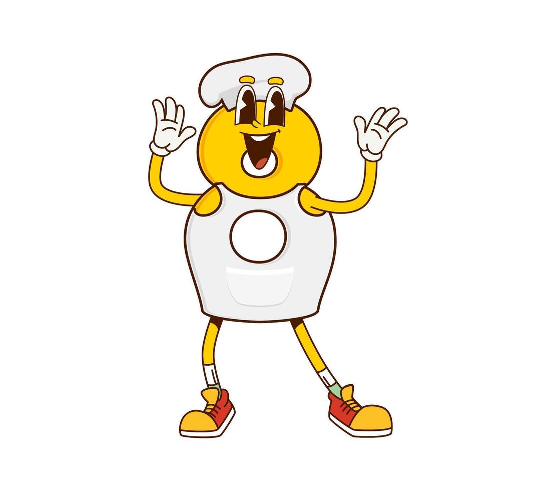 Cartoon math number eight chef groovy character vector